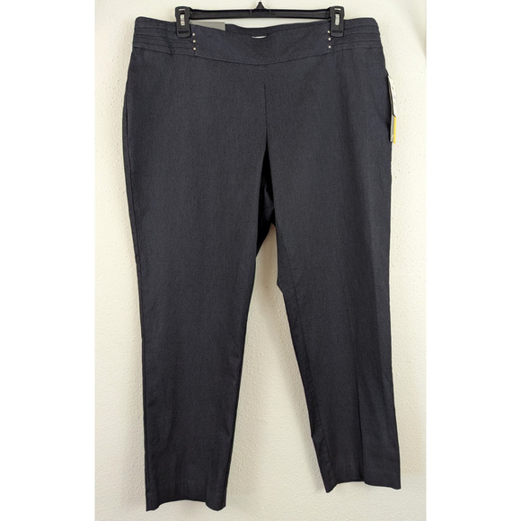 New JM Collection sz 22W Pants slim leg pull on stretchy waverly denim blue 0252 - Picture 1 of 8